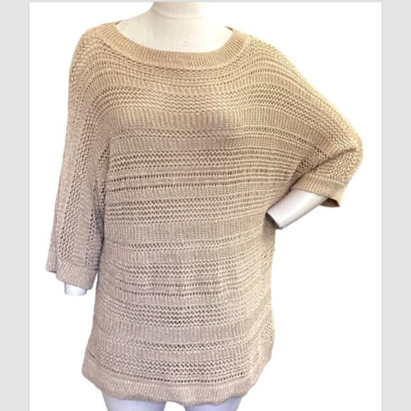 Chico's Travelers Metallic Gold Knit Tunic Top 3 (XL/16) #1S - Picture 1 of 9